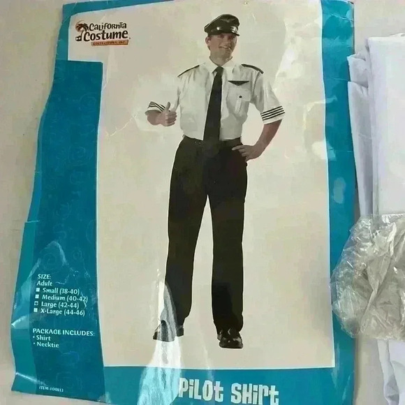 Pilot Shirt Uniform Costume shirt and tie size Large - Picture 2 of 6